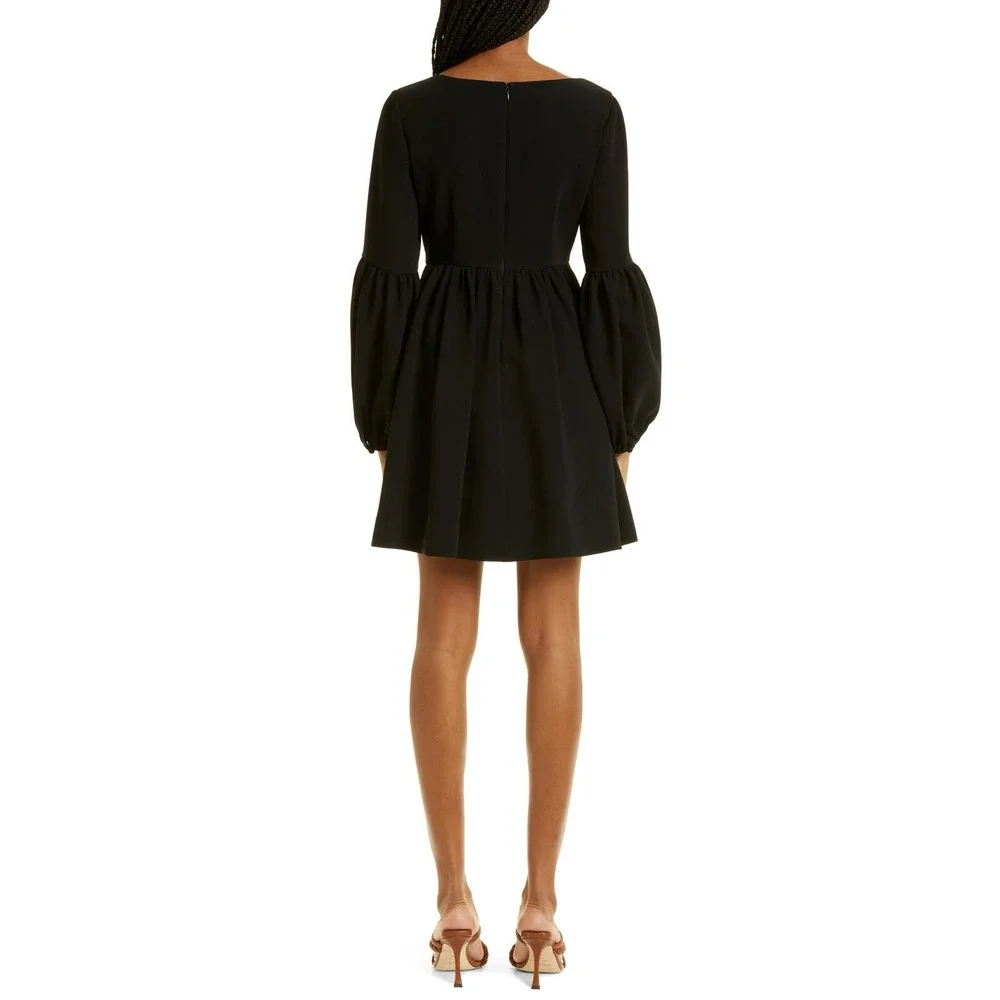 cinq á‎ sept Dorina Puff Sleeve Crepe Mini Dress with Pockets Black NWOT Size 4 - Picture 12 of 16